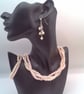 Pink and Cream 3 Strand Pearl Jewellery Set, Ladies Jewellery Set - Image 5