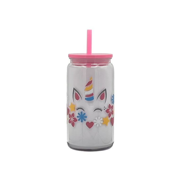 Colourful Unicorn & Flowers Tumbler