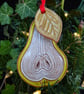 Pear slice with leaf pottery decoration - Image 1