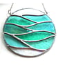 Making Waves Teal Stained Glass Suncatcher Handmade Ring Sea - Image 5
