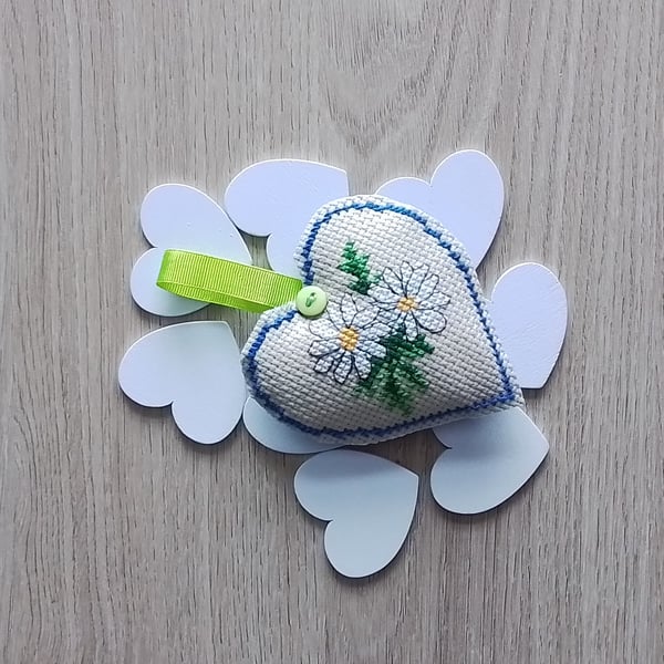 Daisy Heart, Daisies Heart, Daisy Gift, Heart Gift, Pocket Hug - Blue