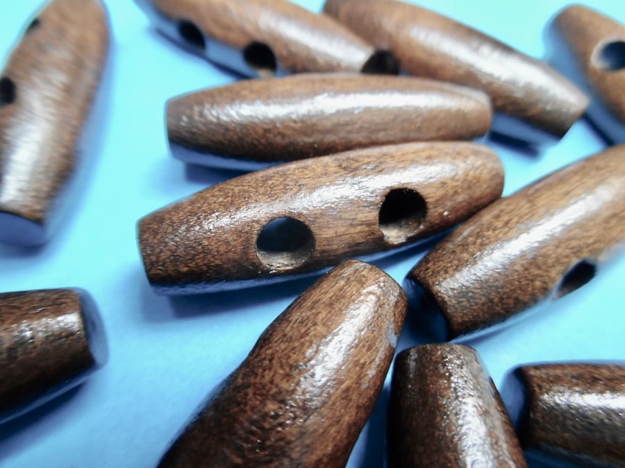 10 Dark BrownToggle Duffle  3.5cm Wood Buttons  2 holes