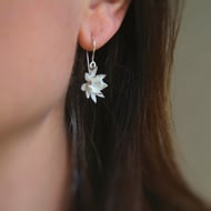 Sterling Silver Lotus Flower Earrings - Handmade in UK