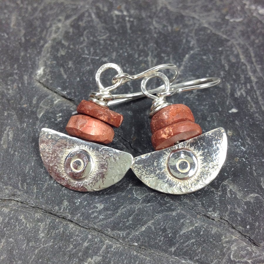 Silver and bauxite Ulu blade earrings