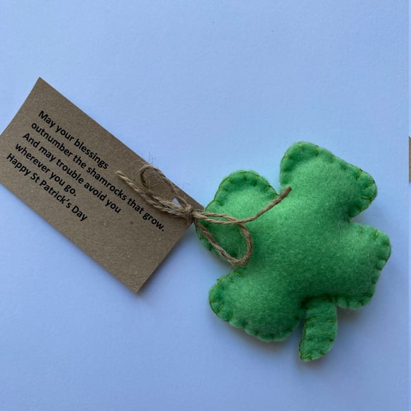 Good Luck Pocket Message, Felt Shamrock Decoration, Four-Leaf Clover Good Luck M