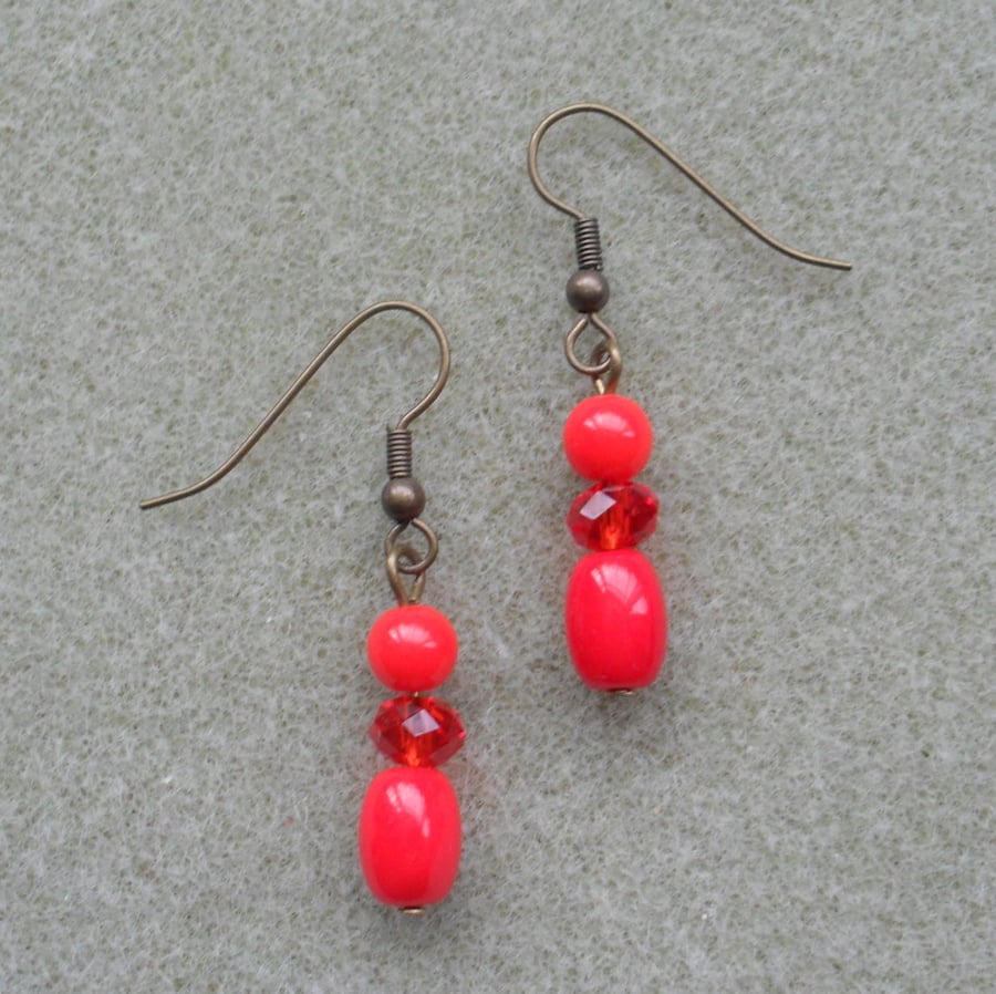 Red Czech Glass Earrings