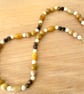 Yellow and Butterscotch Jade and Tigers Eye Necklace Gold plated  - Image 1