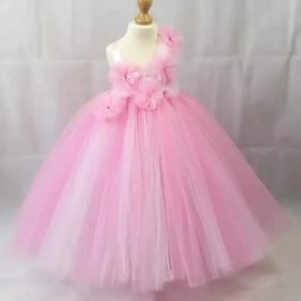 3 Tone Pink Full Length Tutu Dress - Ages From 1-2 Years to 6-7 Years UK