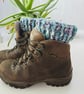Blue Rainbow Boot Cuffs, Crochet Ankle Warmers - Image 2