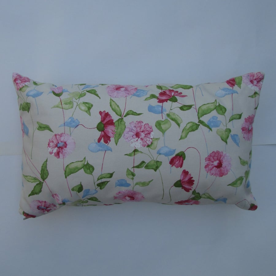Shabby chic rectangular pastel floral print cushion