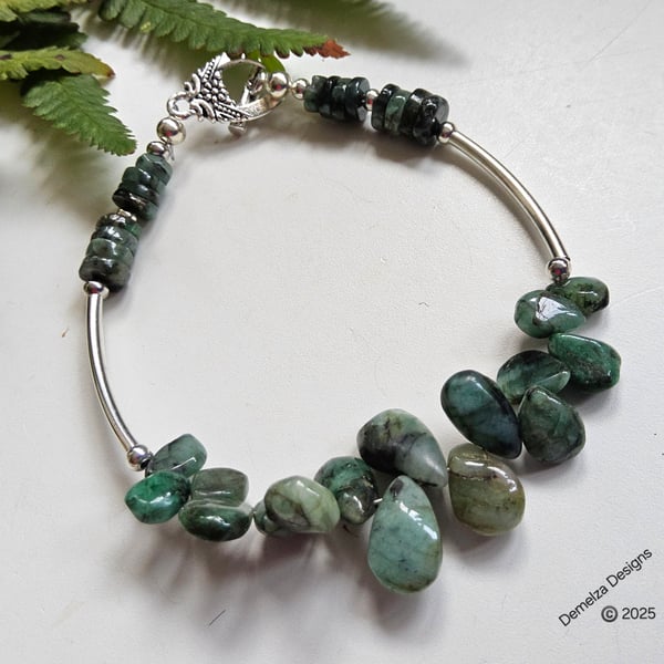 Designer Genuine Raw Emerald Bracelet 