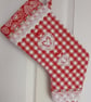 Scandi Style Hearts and Lace Christmas Stocking