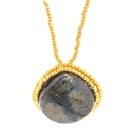 Large carved Labradorite cabochon pendant necklace
