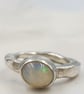 Handmade Silver Ring with White Ethiopian Opal : Size N - Image 9