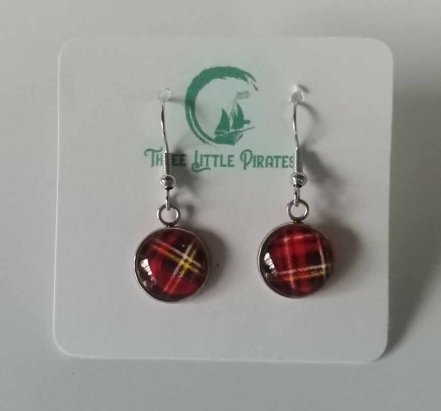 Scottish tartan dangly earrings in your family tartan