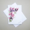 hand painted floral blank greetings card ( ref FA100 H5 )