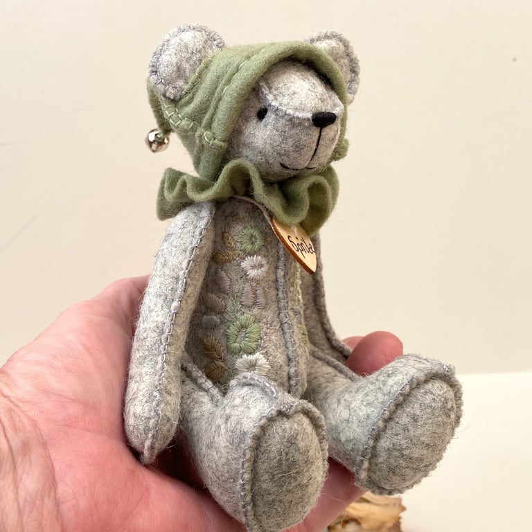 Hand sewn teddy bear, one of a kind collectable elf artist bear by Bearlescent 