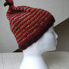 Handknit Stripey 'Knotted Top' Hat in Wool & Alpaca