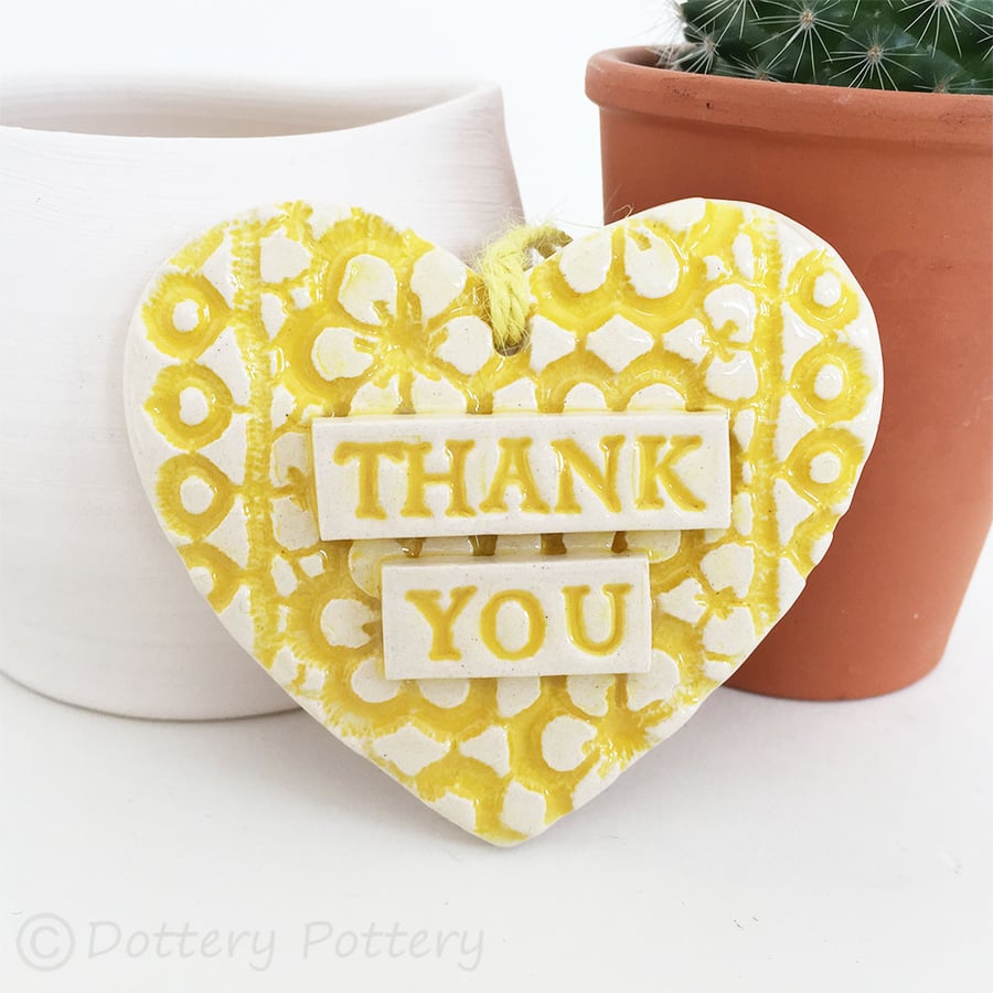 Ceramic heart floral decoration Thank You Teacher Gift Pottery heart