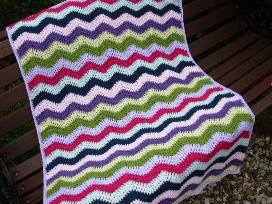 Crochet Blanket Zig Zag Rainbow