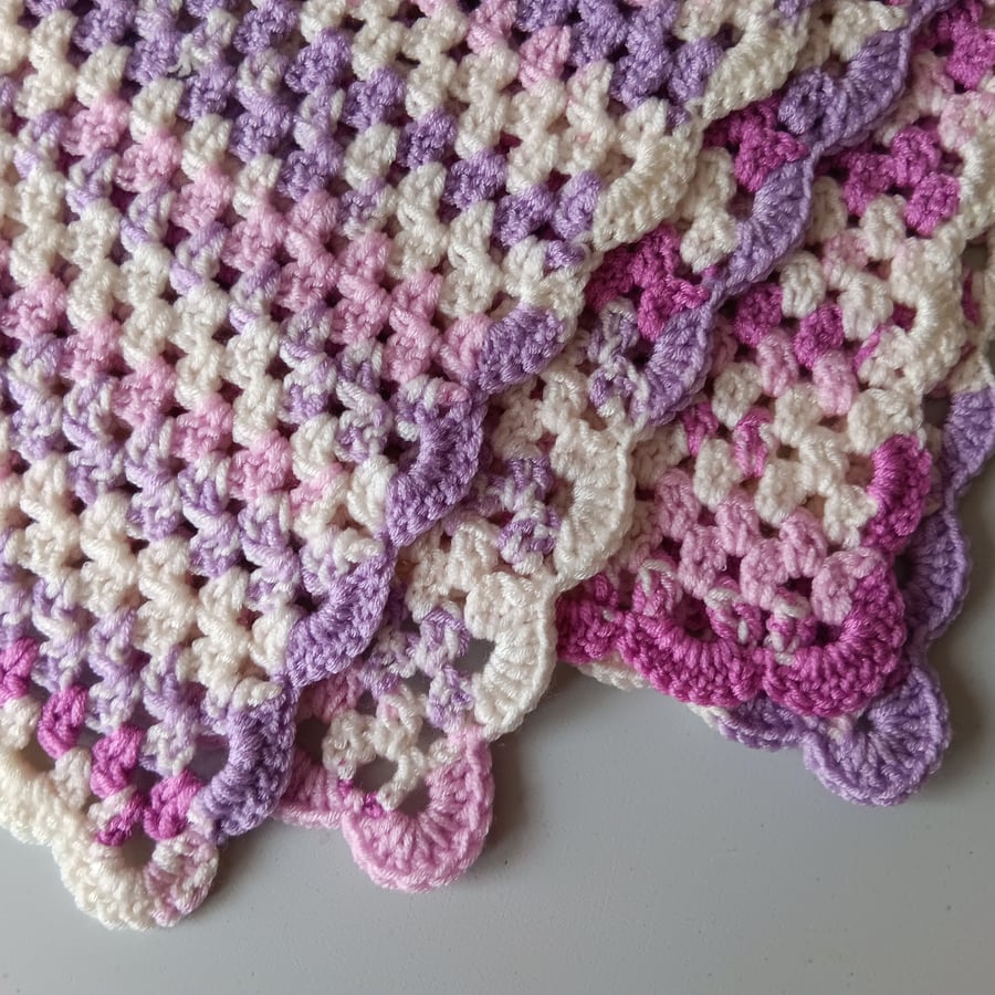 NOT AVAILABLE Crochet Blanket (Pleasing Purples) - soft, cosy and warm