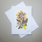 original art hand painted floral greetings card ( ref FA 409 P2 )