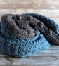Chunky Baby Blanket, Blue and Grey,  - Image 6
