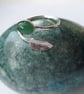 Sterling silver ring with leaf and green moss agate gemstone; adjustable size - Image 8