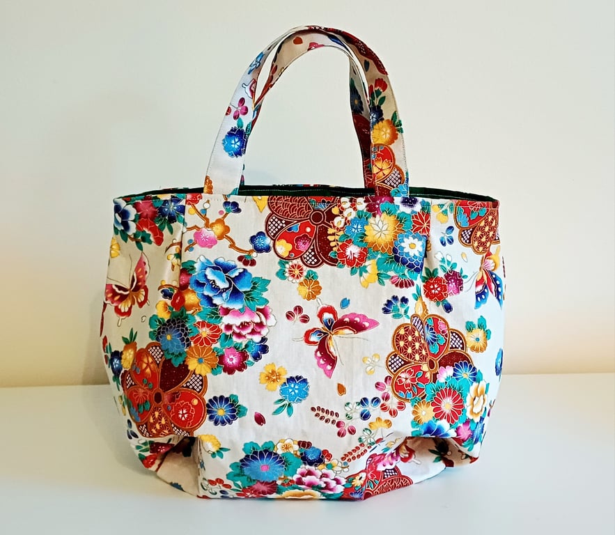 Japanese Floral Tote Bag - Unique Gift for Her