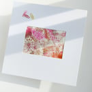 Pink abstract graphic Art, an original mono print, ready to frame 