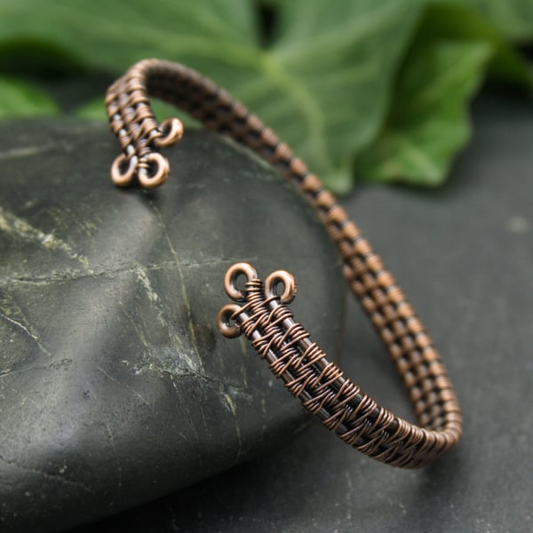 Simple Wire Woven Copper Cuff
