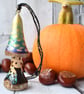 Fox silhouette tree decoration. Pyrography hanging toadstool gift. - Image 1