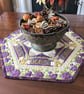 Summer Palace kaleidoscopic quilted table topper plum purple gold - Image 1