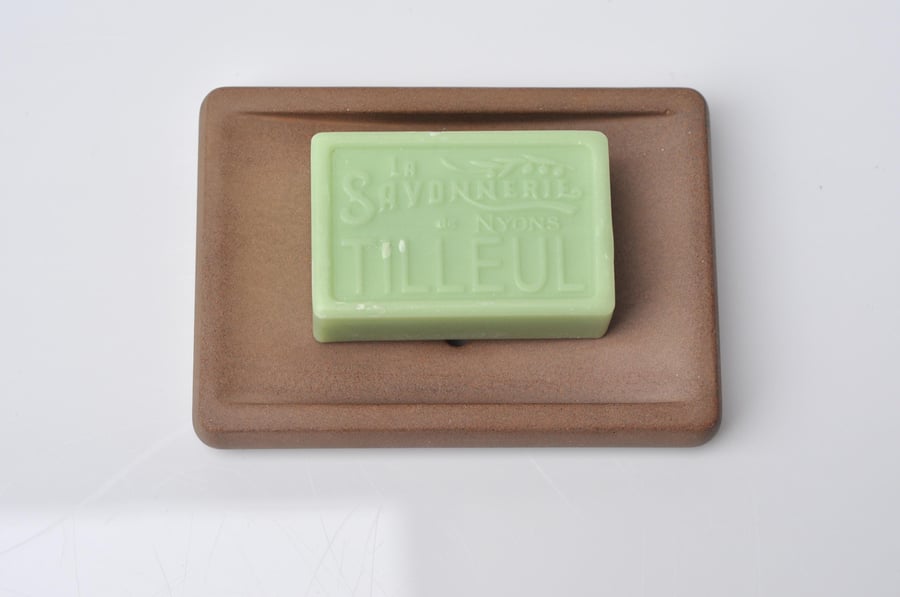 Large Concrete Soap Dish Handmade Terracotta Brown Cement Tray Modern Bathroom A