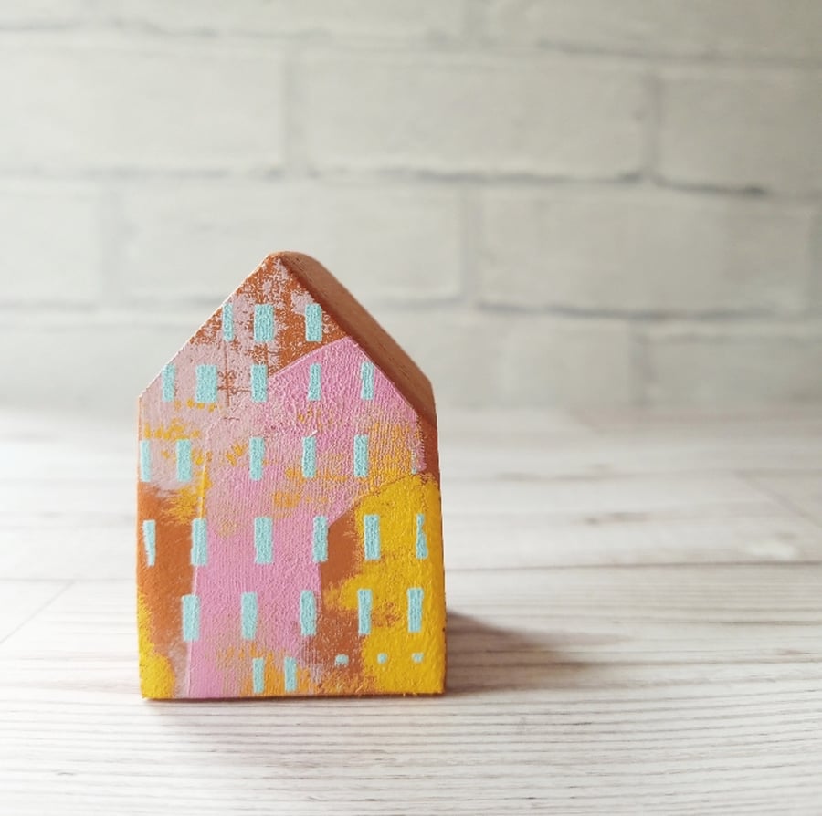 Miniature Wooden House, Little Painted House, House Ornament