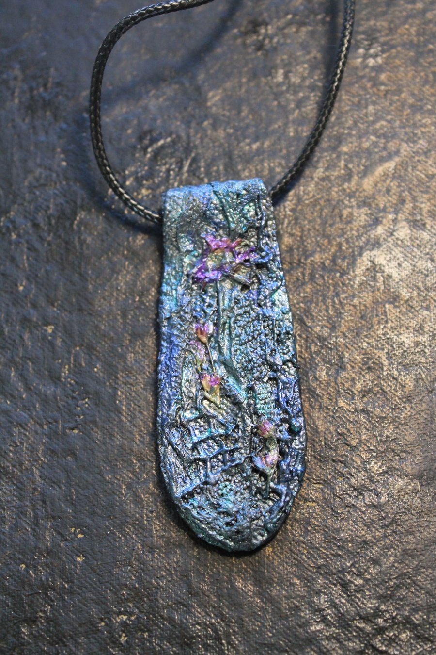 OOAK handcrafted textured wearable art pendant