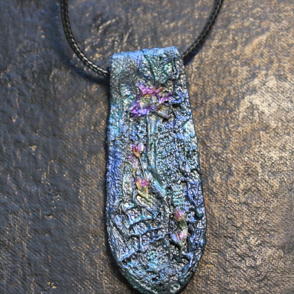 OOAK handcrafted textured wearable art pendant