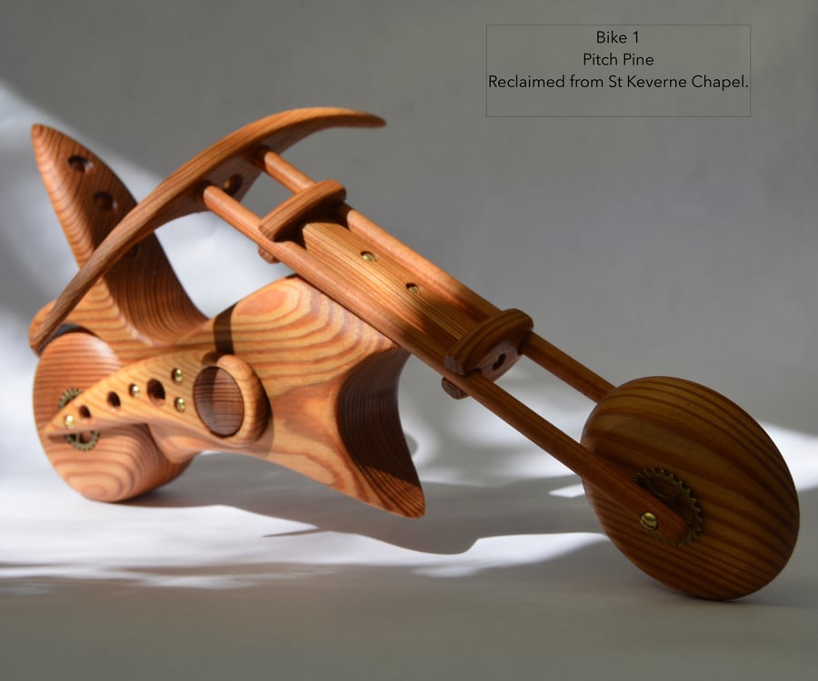 Wooden Chopper Motorcycle Old Pitch Pine