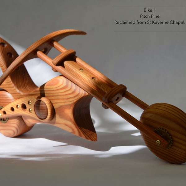 Wooden Chopper Motorcycle Old Pitch Pine