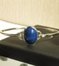 Lapis Lazuli Bangle Solid Sterling Silver 925 , Oval bangle - Image 4