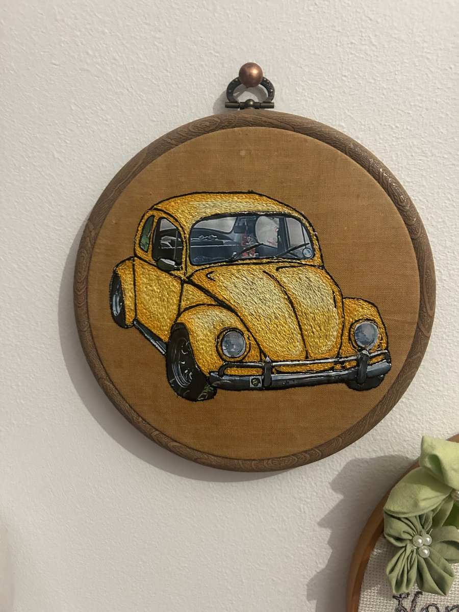 Yellow VW beetle illustration 