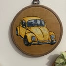 Yellow VW beetle illustration 