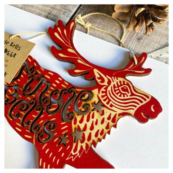 Jingle Bells Reindeer Caribou Decoration