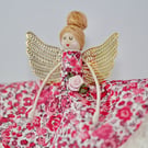 Liberty London 'Emma & Georgina' Fabric Handmade Peg Doll (Auburn hair)