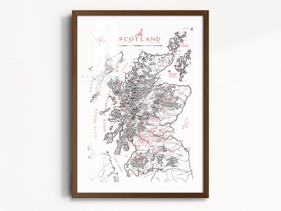 Scotland Map inspired by Tolkien