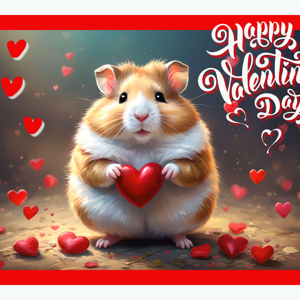 Happy Valentine's Day Hamster Heart Greeting Card A5