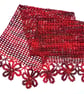 Scarf in Crochet Flower and Mesh Design. Chunky Scarf in Reds - Image 1