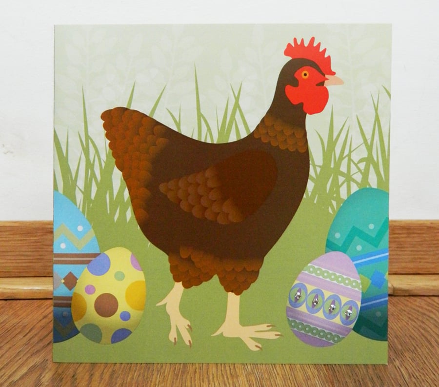 Easter Hen & Eggs Card