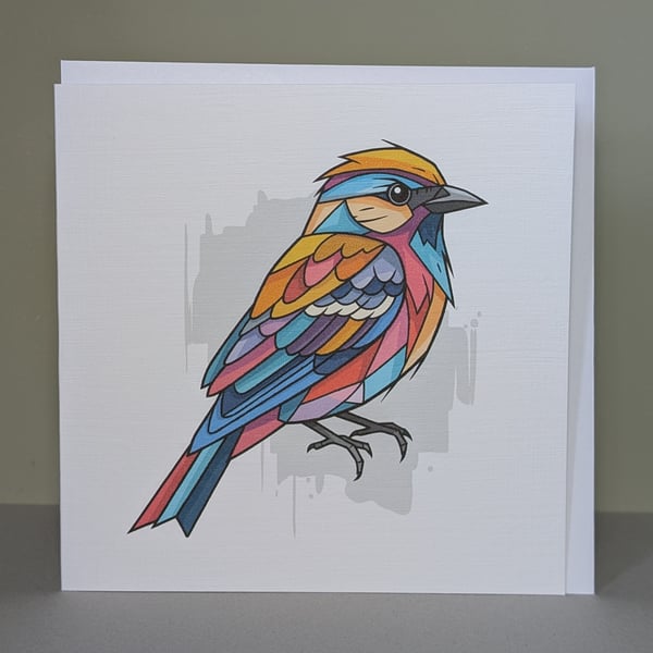 Geometric Bird Greeting Card – Blank Inside 