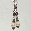 ONE DAY SALE ITEM: Brown magnesite and crystal earrings - vintage-style earrings